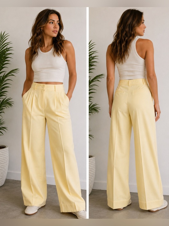 Garland Pants - Vintage Garland Yellow High Rise Wide Leg Trousers Pants XS/S